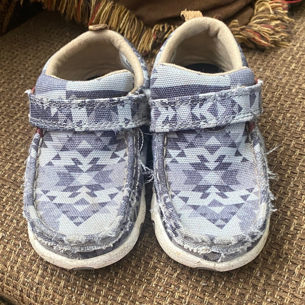 Twisted X Kids Moccasins in Blue and White